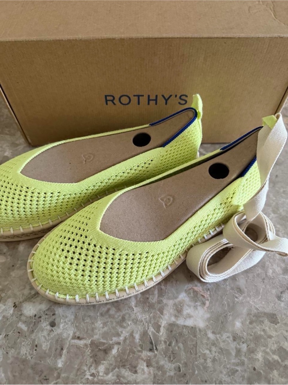 Rothy's Limeade Women’s Neon Yellow Knit Espadrille Ballet Flat